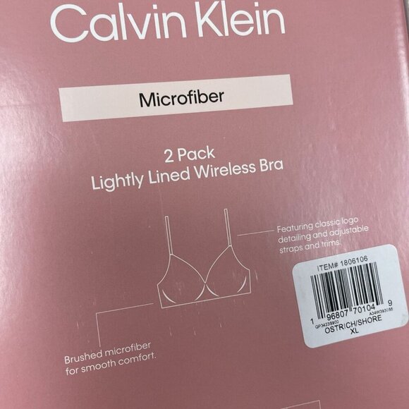 Calvin Klein 2 Pack Lightly Lined Wireless Bras XL Microfiber NWT 6469 - Picture 3 of 5